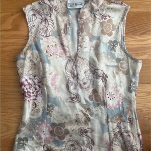 Two Roads Satin Dragon Print Sleeveless Top – Size 8